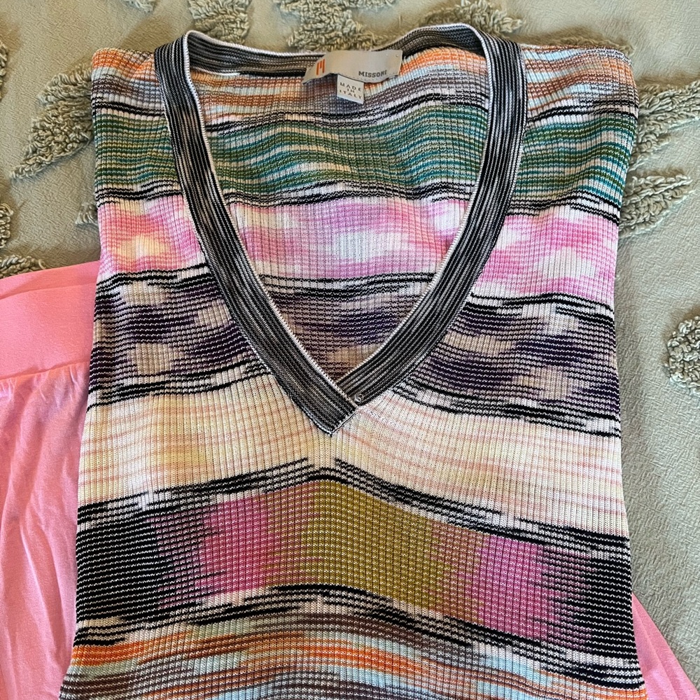 Missoni Colorful Striped V-Neck Top - Picture 2 of 2